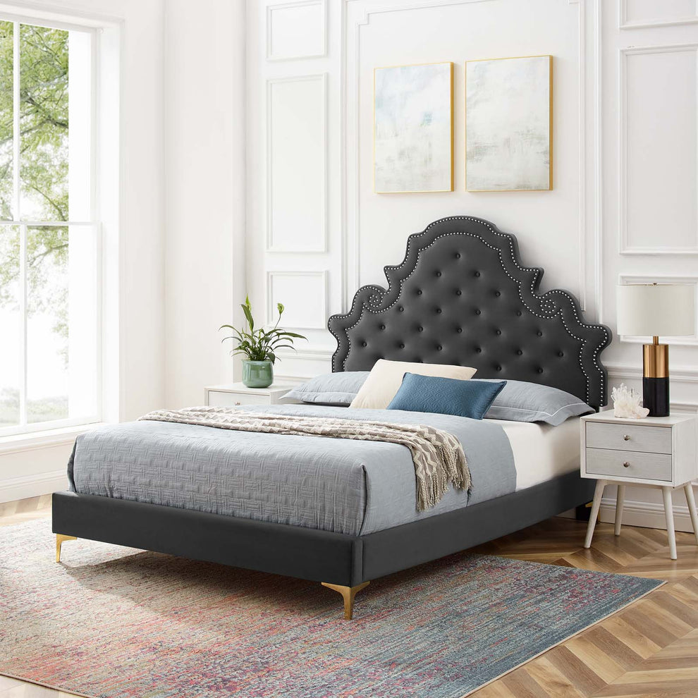 Modway Gwyneth Tufted Performance Velvet Full Platform Bed - MOD-6757 | Beds | Modishstore - 1