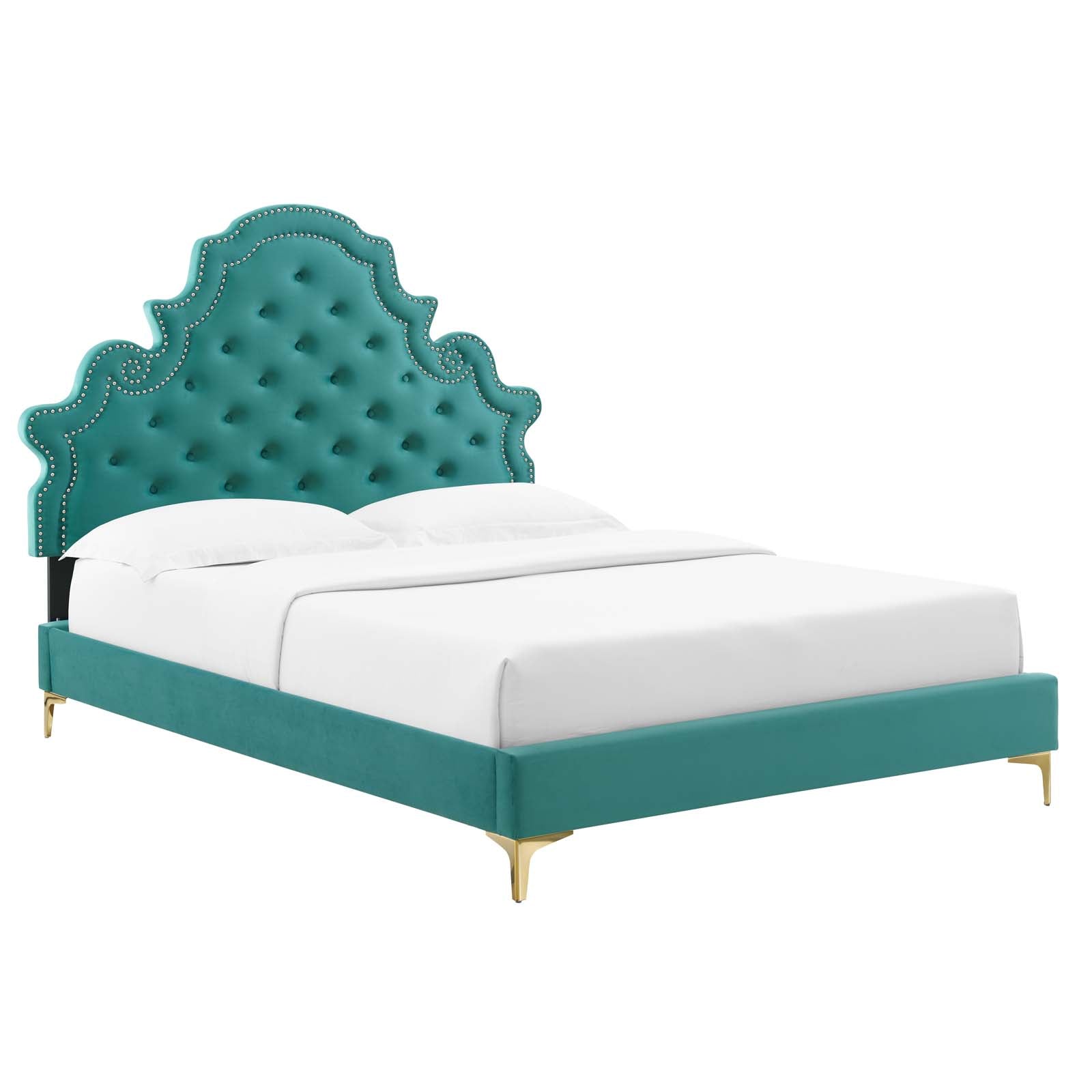 Modway Gwyneth Tufted Performance Velvet Full Platform Bed | Beds | Modishstore-45