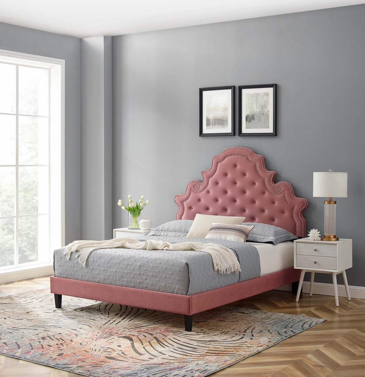 Modway Gwyneth Tufted Performance Velvet King Platform Bed - MOD-6762 | Beds | Modishstore - 9