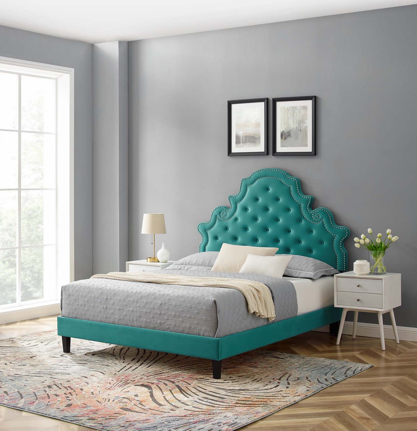 Modway Gwyneth Tufted Performance Velvet King Platform Bed - MOD-6762 | Beds | Modishstore - 45