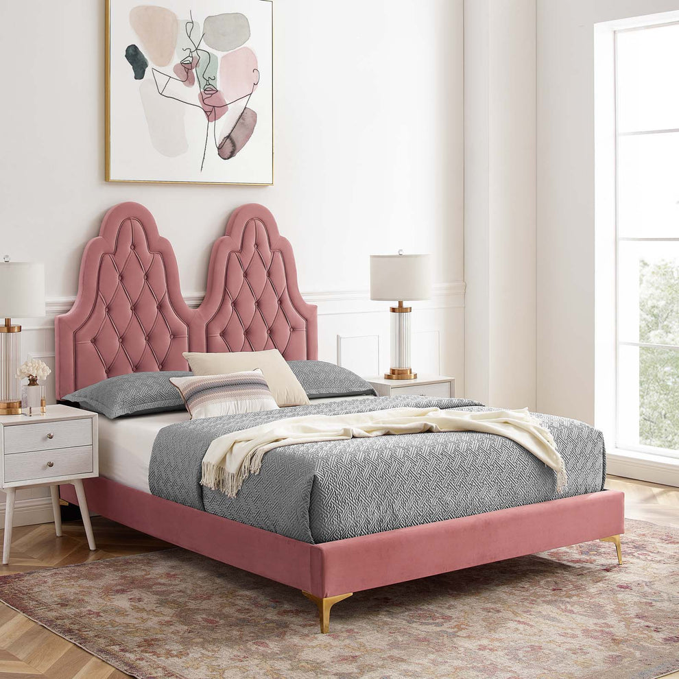 Modway Alexandria Tufted Performance Velvet Queen Platform Bed - MOD-6763 | Beds | Modishstore - 64