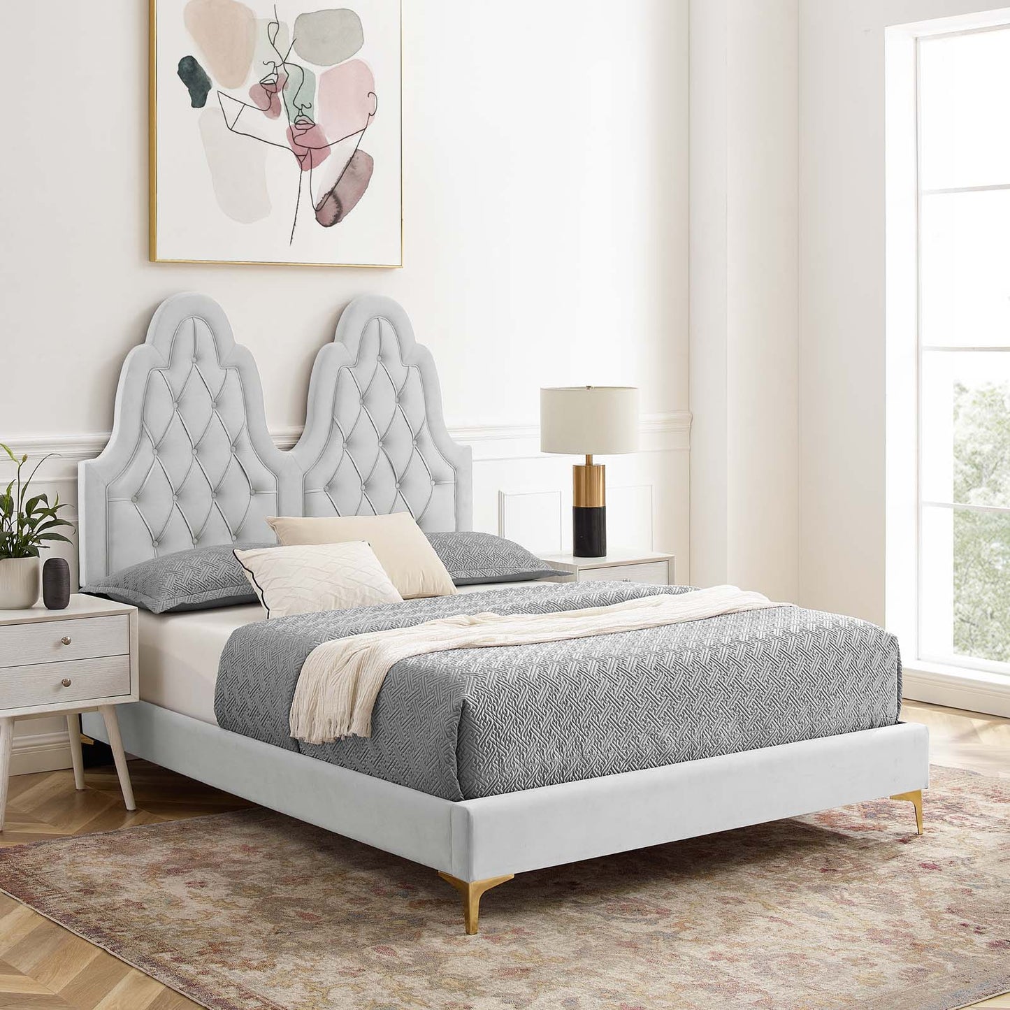 Modway Alexandria Tufted Performance Velvet Queen Platform Bed - MOD-6763 | Beds | Modishstore - 58