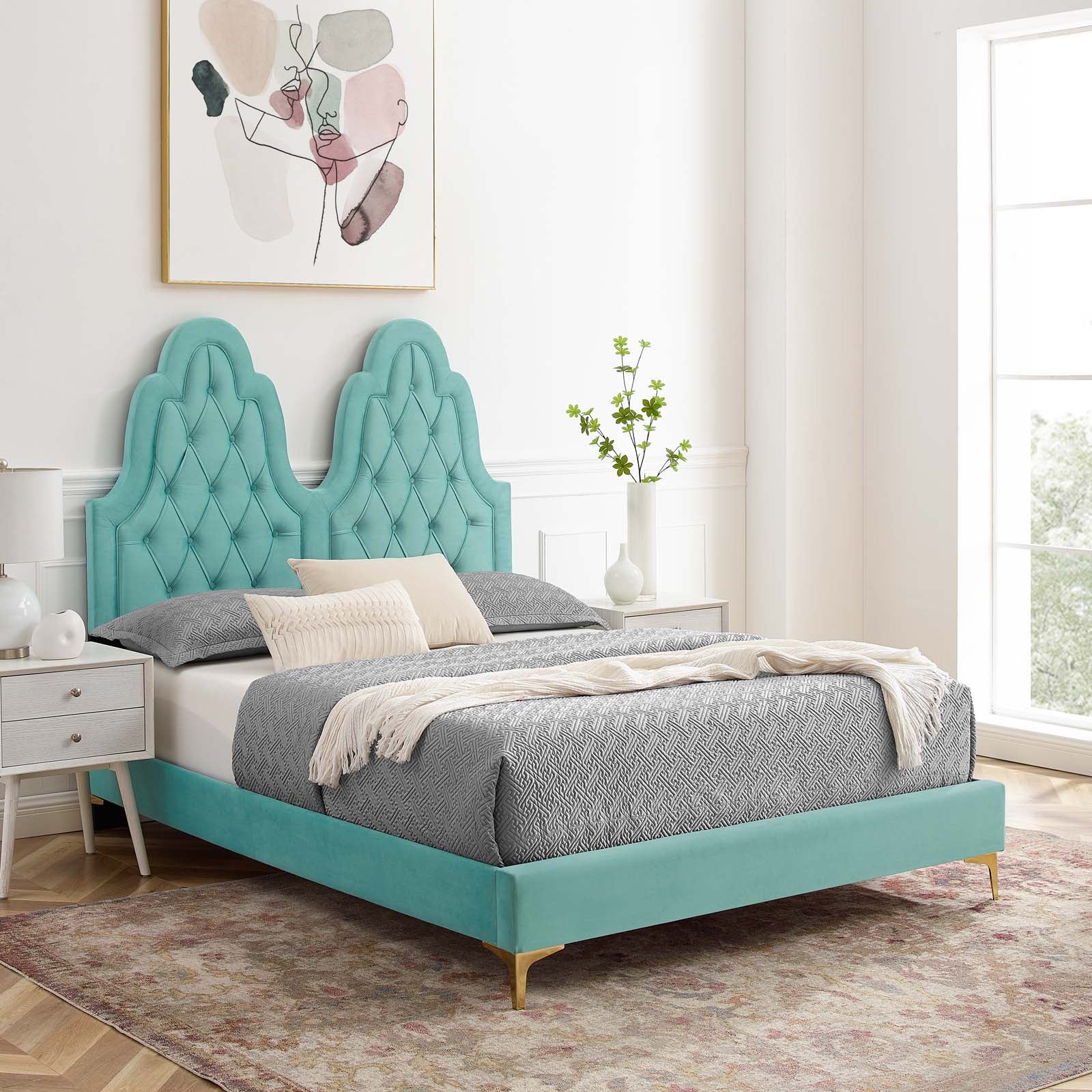 Modway Alexandria Tufted Performance Velvet Queen Platform Bed - MOD-6763 | Beds | Modishstore - 59