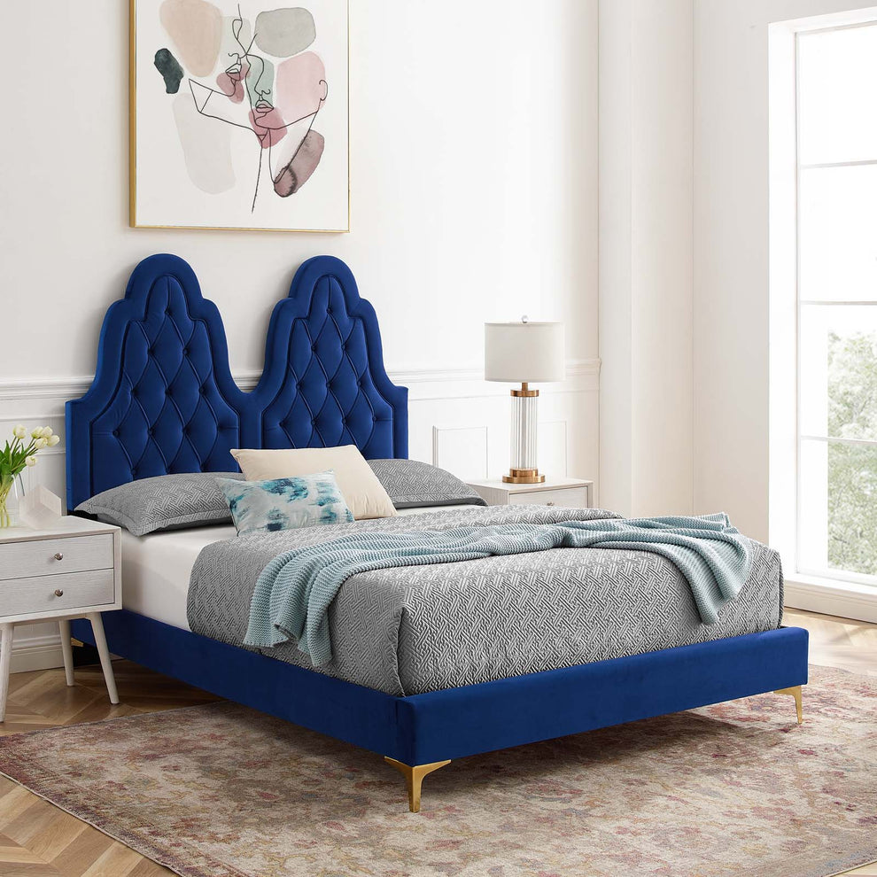 Modway Alexandria Tufted Performance Velvet Queen Platform Bed - MOD-6763 | Beds | Modishstore - 60