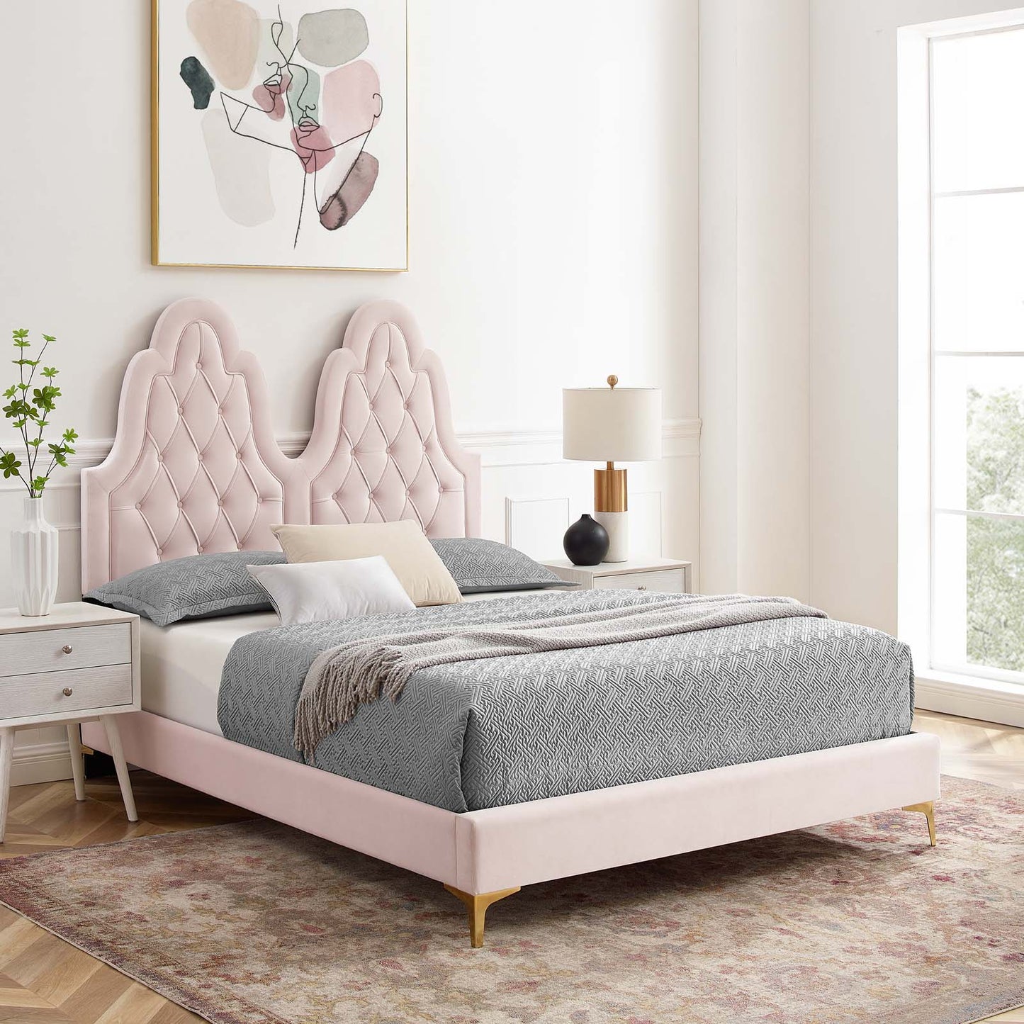 Modway Alexandria Tufted Performance Velvet Queen Platform Bed - MOD-6763 | Beds | Modishstore - 61