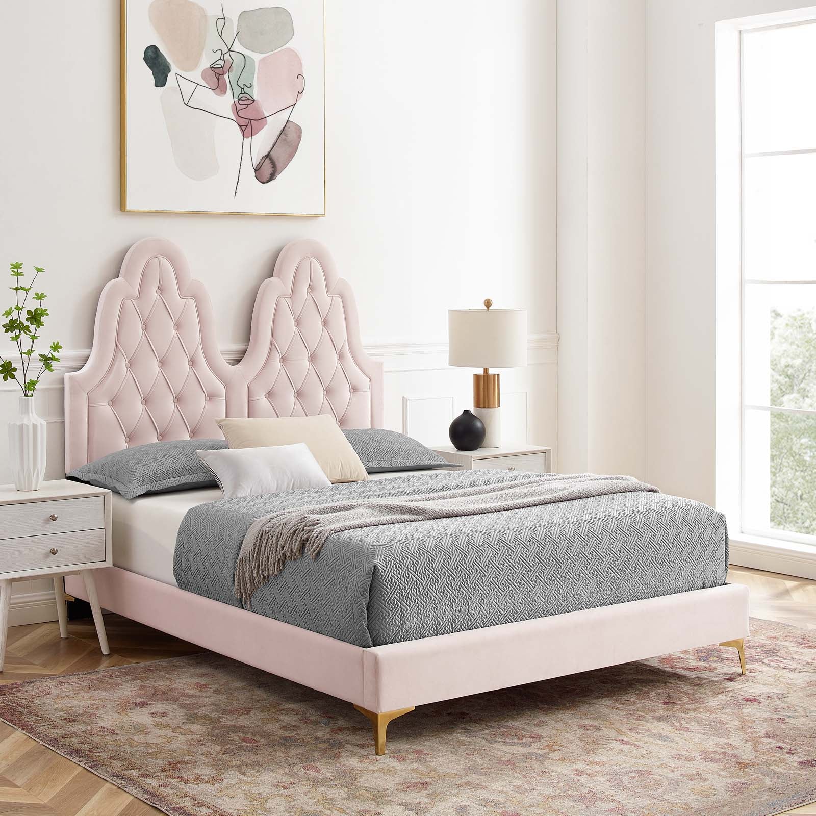 Modway Alexandria Tufted Performance Velvet Queen Platform Bed - MOD-6763 | Beds | Modishstore - 61
