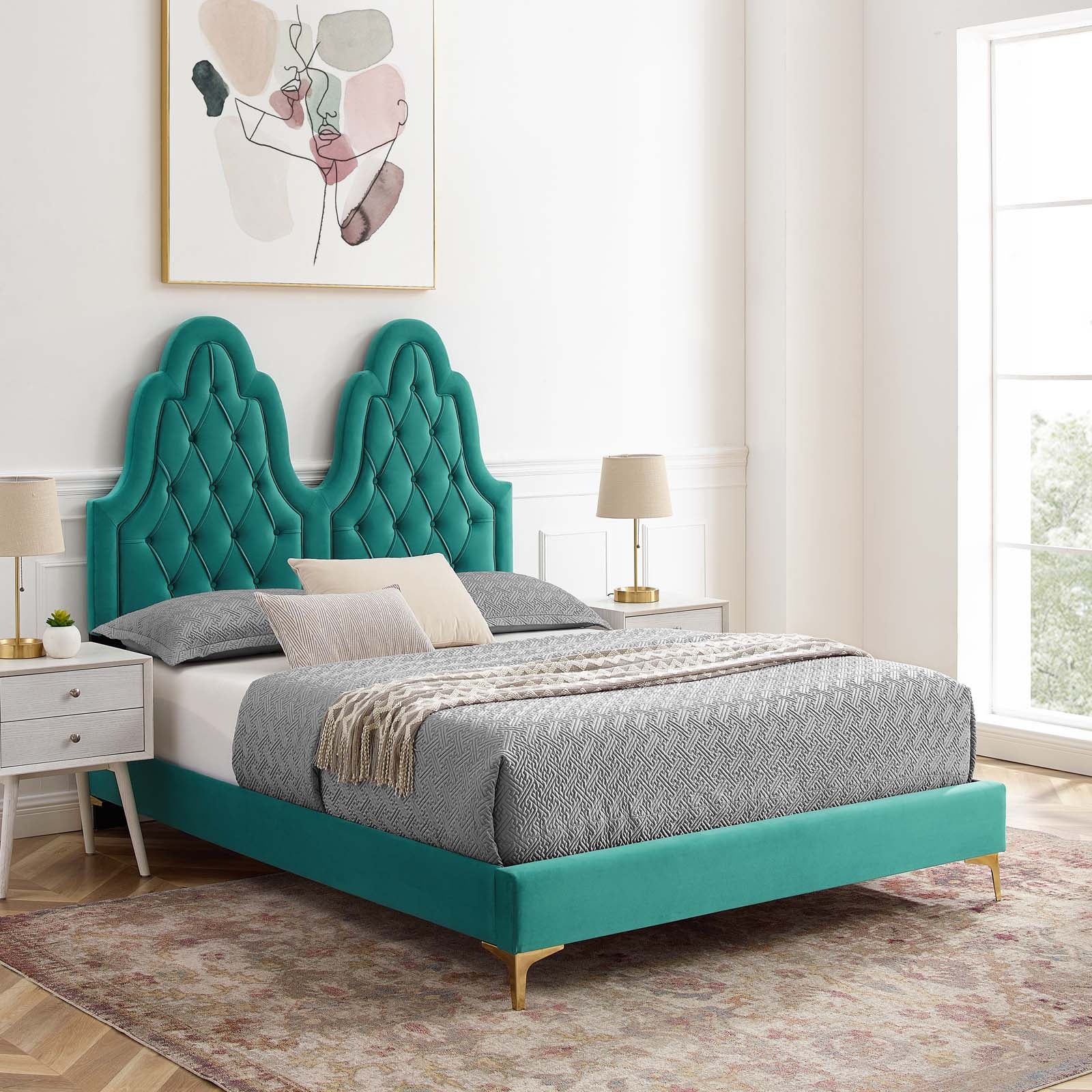 Modway Alexandria Tufted Performance Velvet Queen Platform Bed - MOD-6763 | Beds | Modishstore - 62