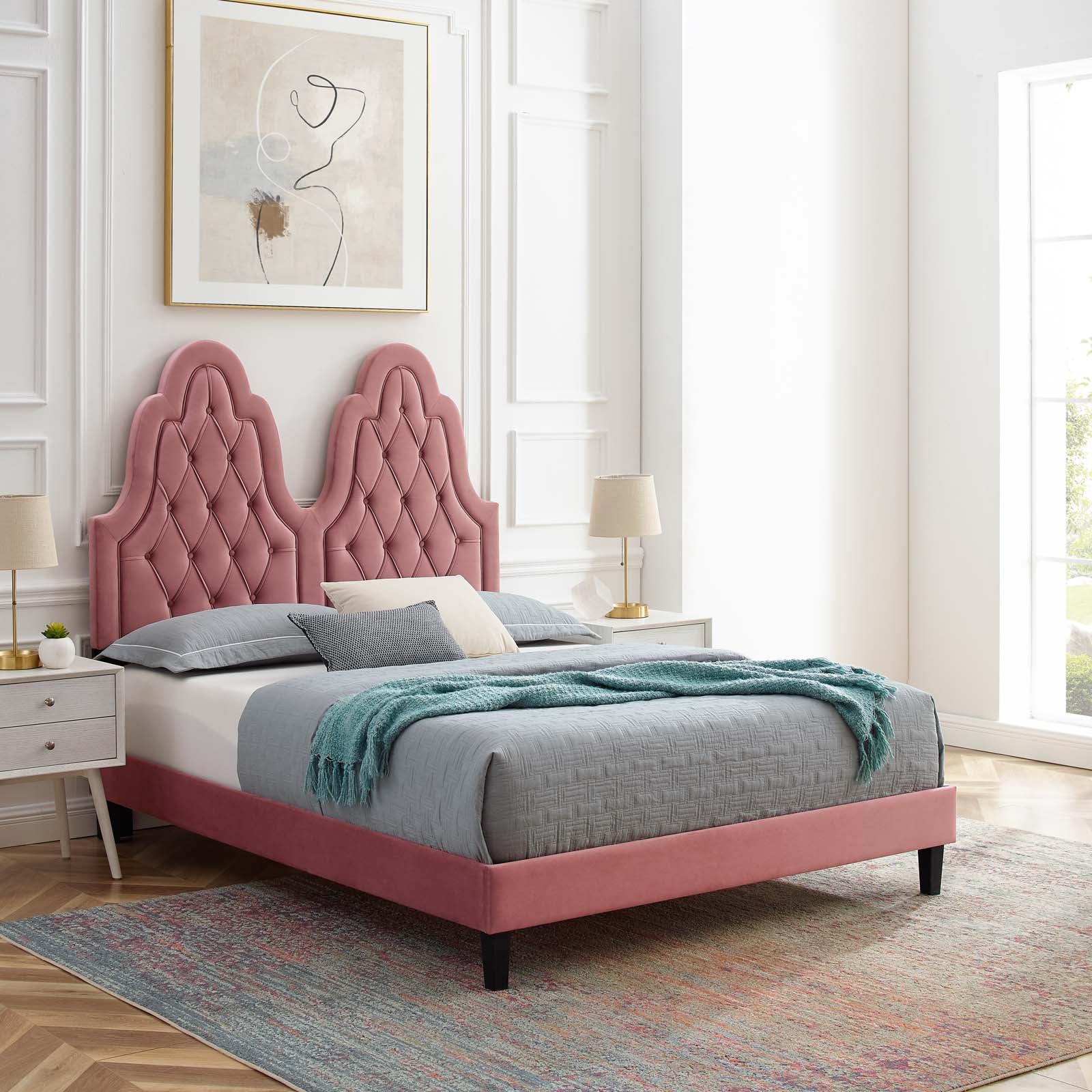 Modway Alexandria Tufted Performance Velvet Queen Platform Bed - MOD-6765 | Beds | Modishstore - 9