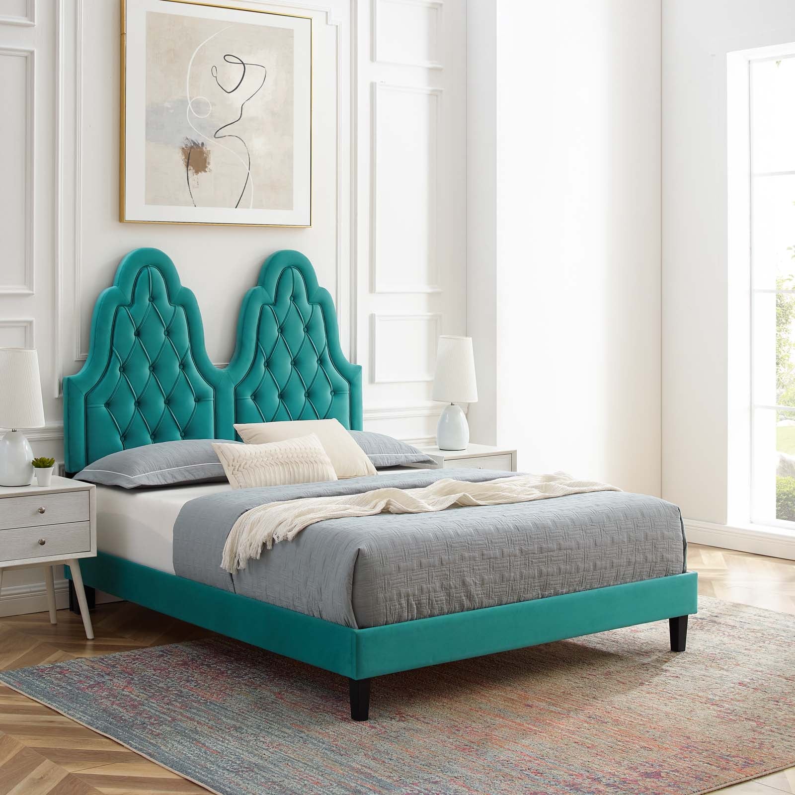 Modway Alexandria Tufted Performance Velvet Queen Platform Bed - MOD-6765 | Beds | Modishstore - 45