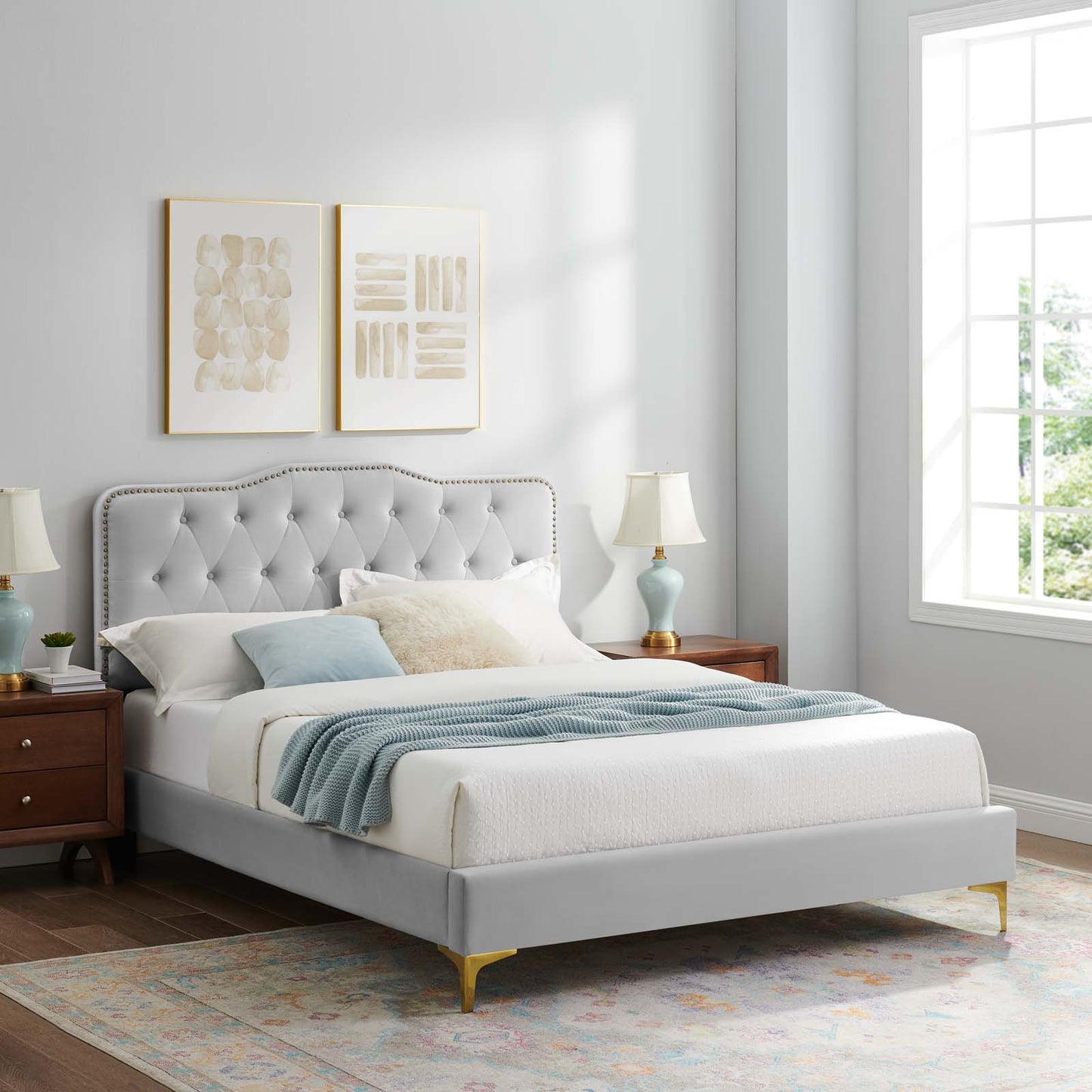 Amber Performance Velvet Queen Platform Bed By Modway - MOD-6775 | Beds | Modishstore - 38