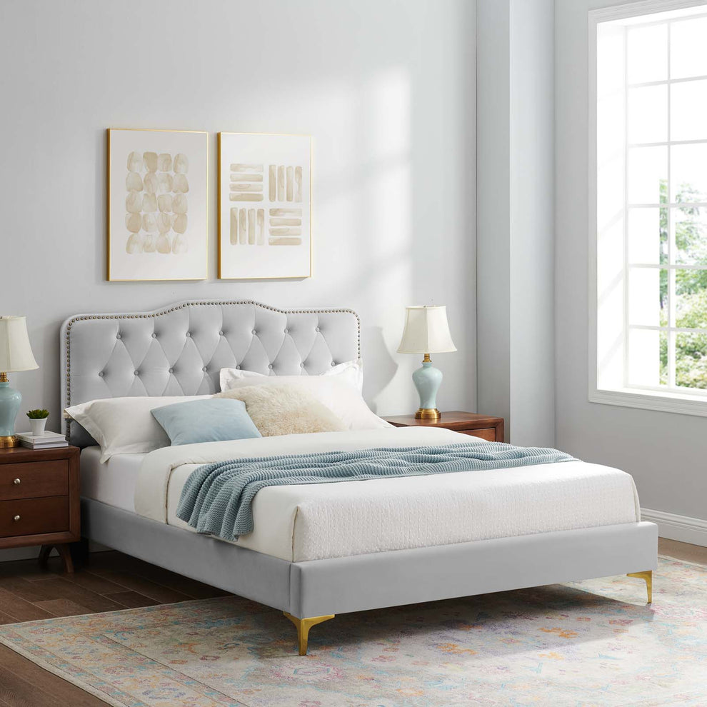 Amber Performance Velvet Queen Platform Bed By Modway - MOD-6775 | Beds | Modishstore - 38