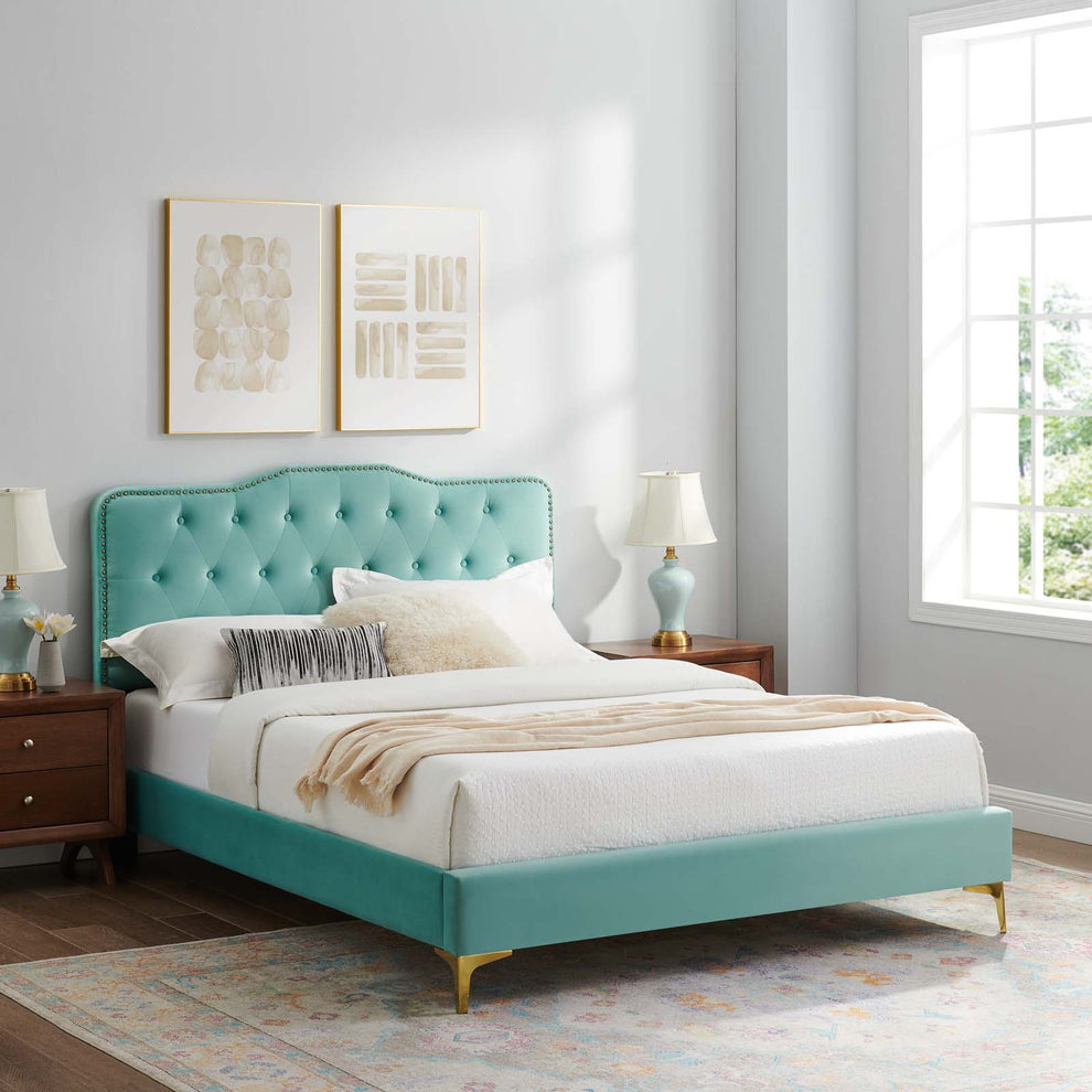 Amber Performance Velvet Queen Platform Bed By Modway - MOD-6775 | Beds | Modishstore - 53