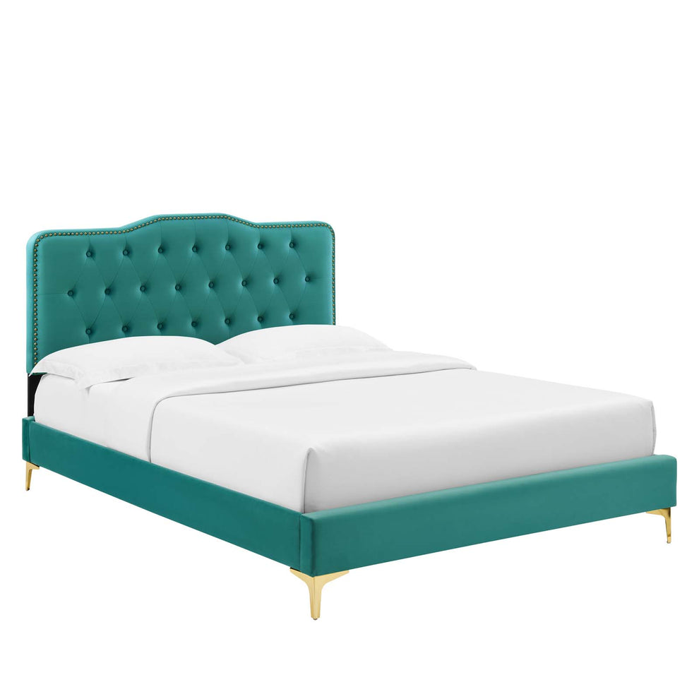 Amber Performance Velvet Queen Platform Bed By Modway - MOD-6775 | Beds | Modishstore - 91