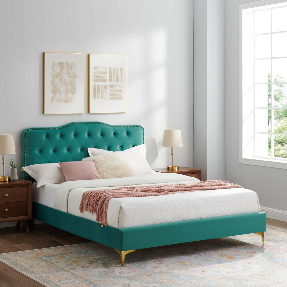 Amber Performance Velvet Queen Platform Bed By Modway - MOD-6775 | Beds | Modishstore - 98