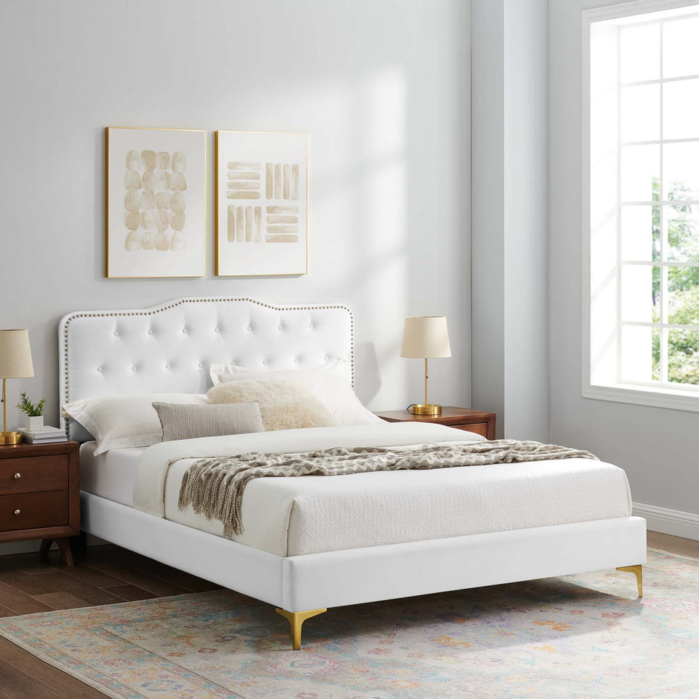 Amber Performance Velvet Queen Platform Bed By Modway - MOD-6775 | Beds | Modishstore - 113