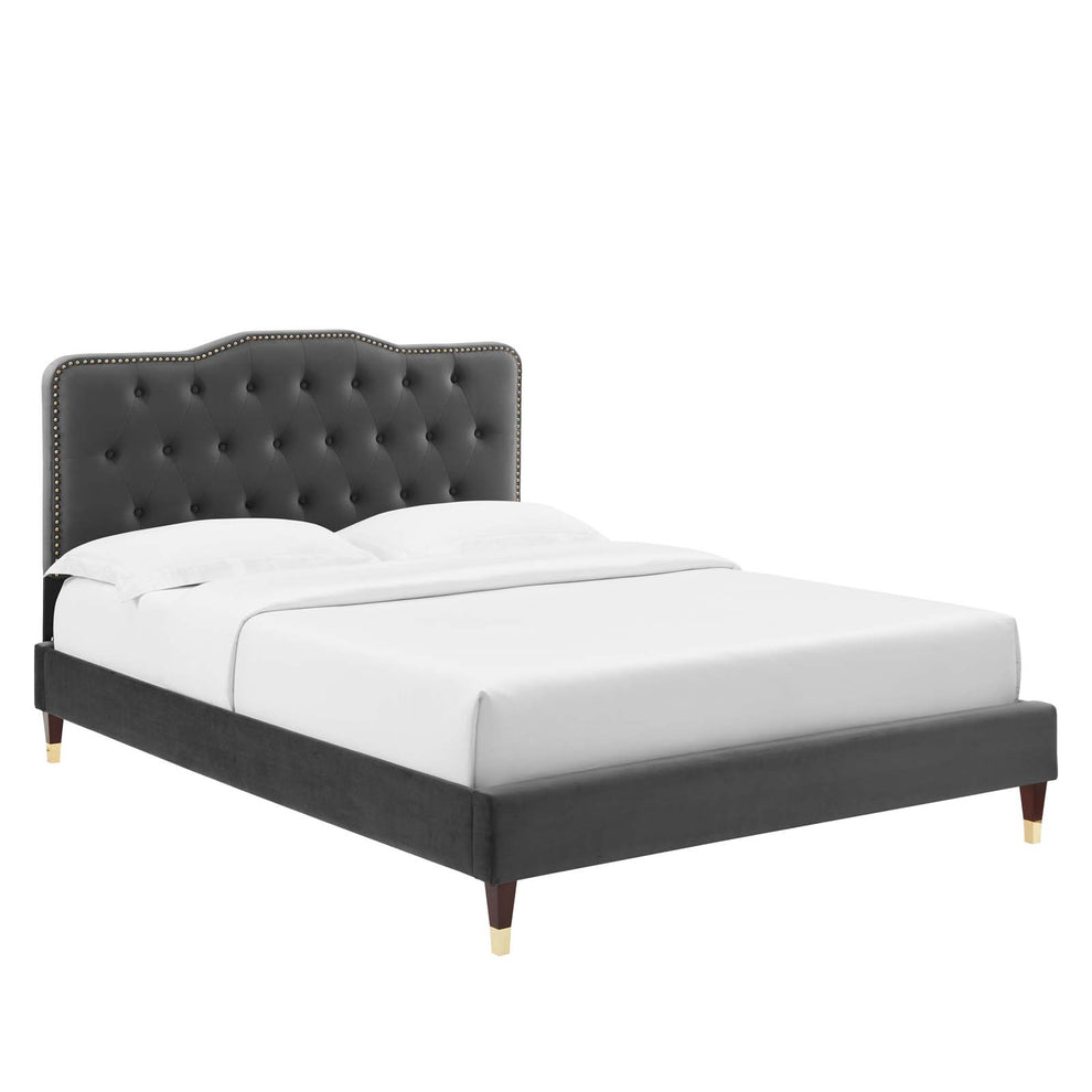 Amber Performance Velvet Queen Platform Bed By Modway - MOD-6776 | Beds | Modishstore - 1
