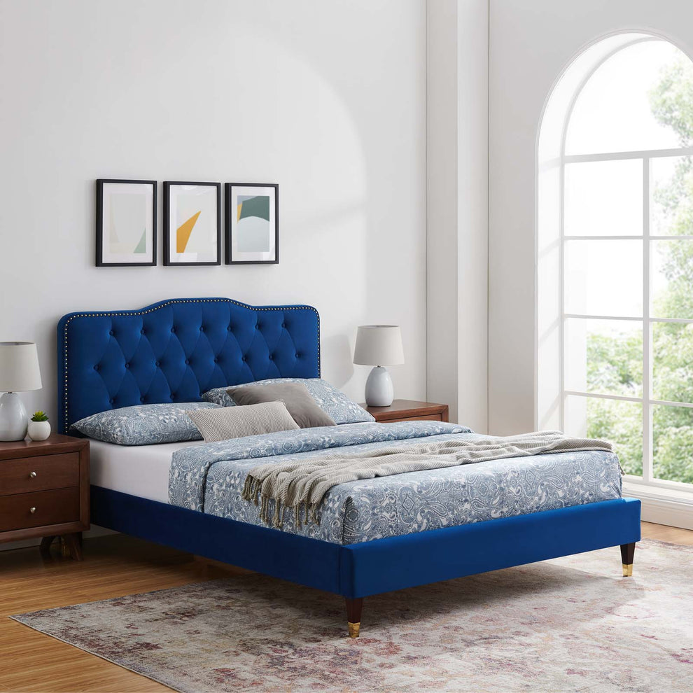 Amber Performance Velvet Queen Platform Bed By Modway - MOD-6776 | Beds | Modishstore - 64