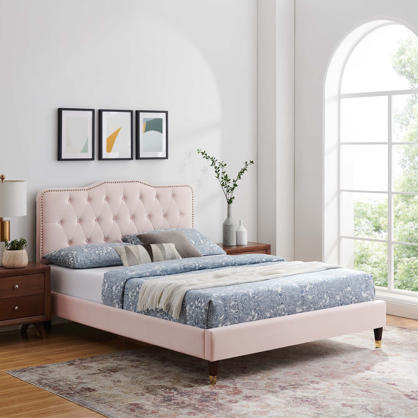 Amber Performance Velvet Queen Platform Bed By Modway - MOD-6776 | Beds | Modishstore - 78