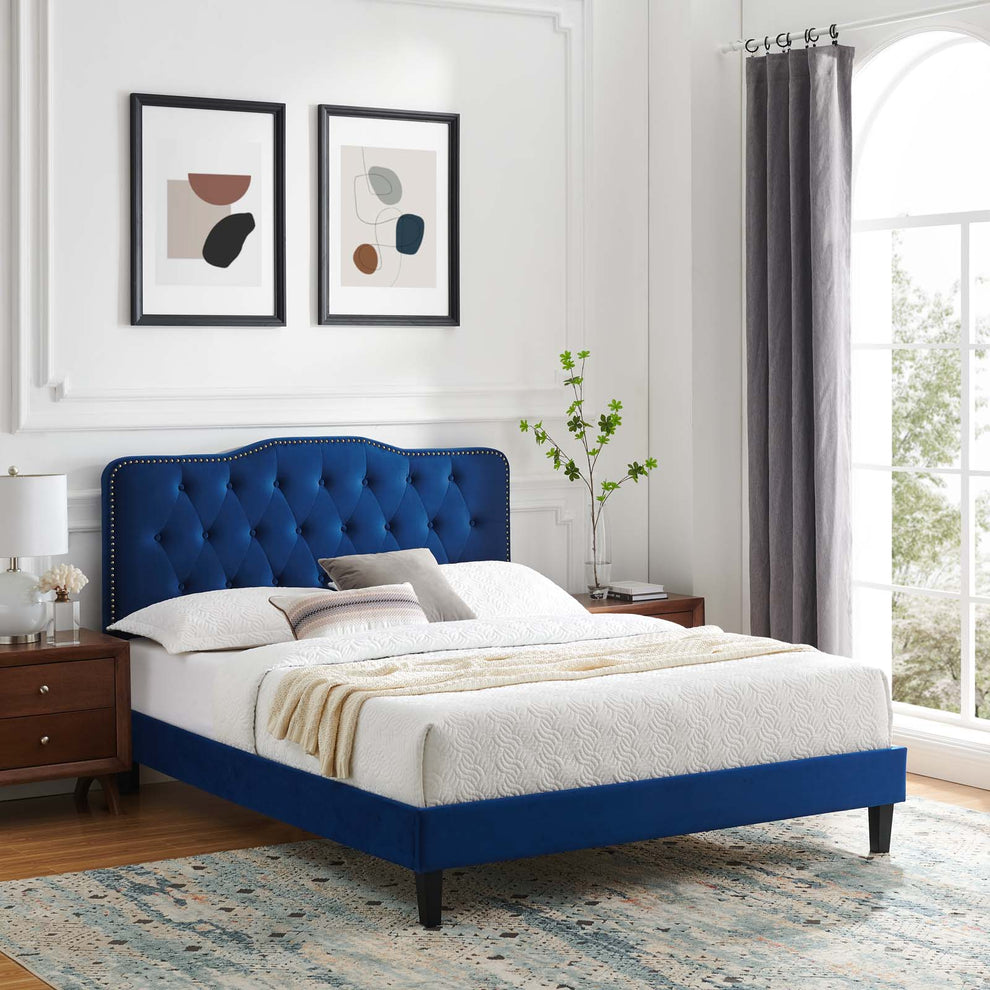 Amber Performance Velvet Queen Platform Bed By Modway - MOD-6777 | Beds | Modishstore - 62