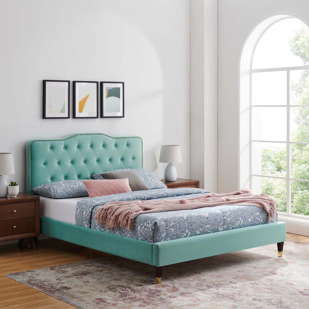 Amber Performance Velvet Twin Platform Bed By Modway - MOD-6779 | Beds | Modishstore - 50