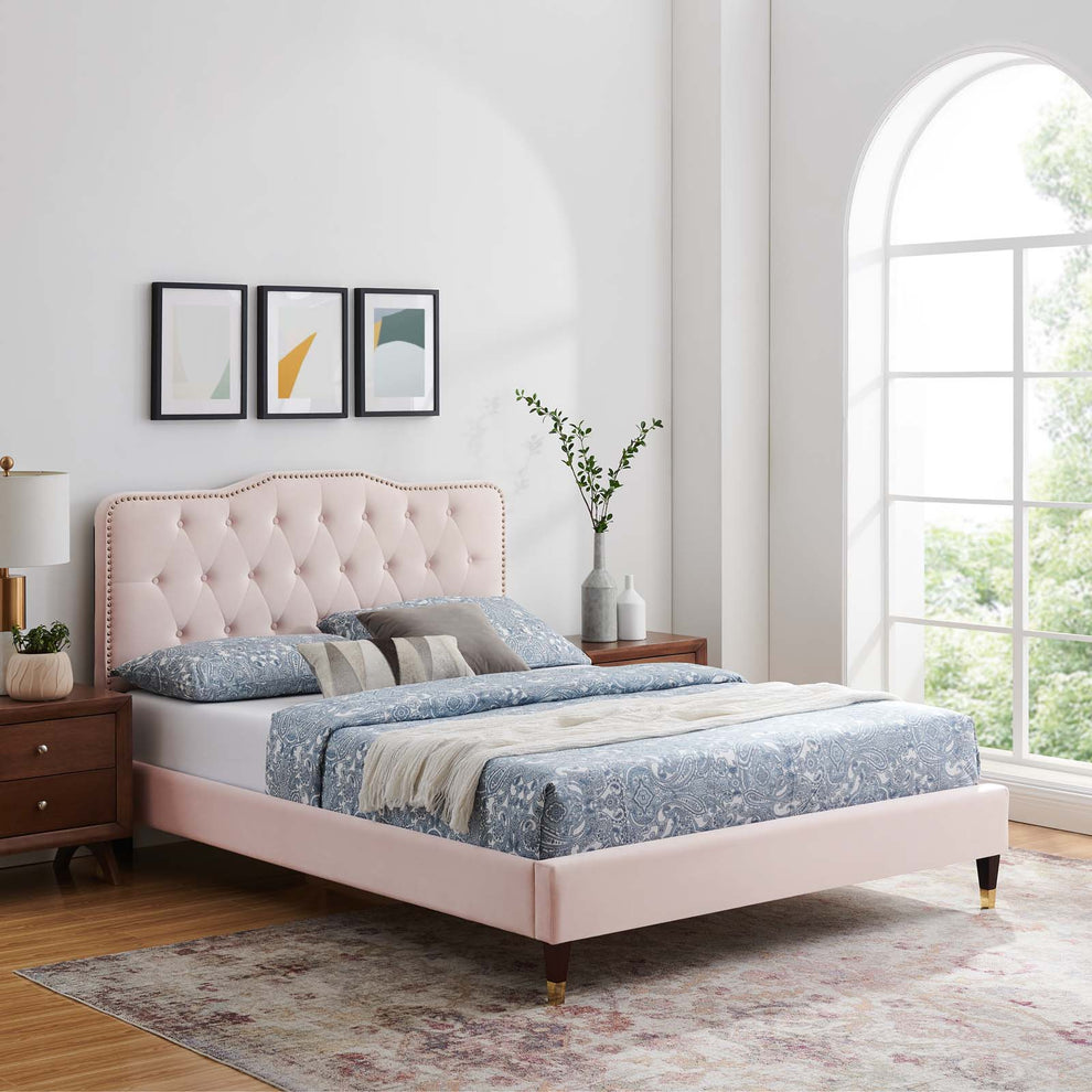 Amber Performance Velvet Twin Platform Bed By Modway - MOD-6779 | Beds | Modishstore - 78
