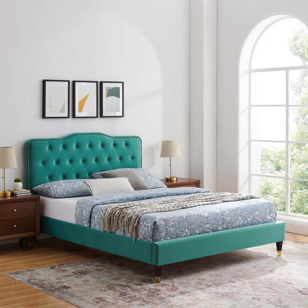 Amber Performance Velvet Twin Platform Bed By Modway - MOD-6779 | Beds | Modishstore - 92