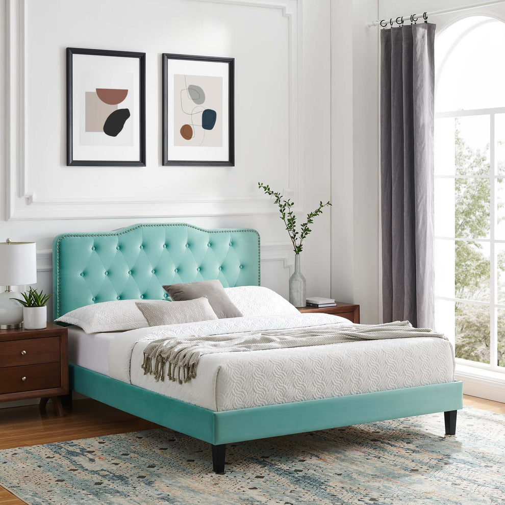 Amber Tufted Performance Velvet King Platform Bed By Modway - MOD-6786 | Beds | Modishstore - 49