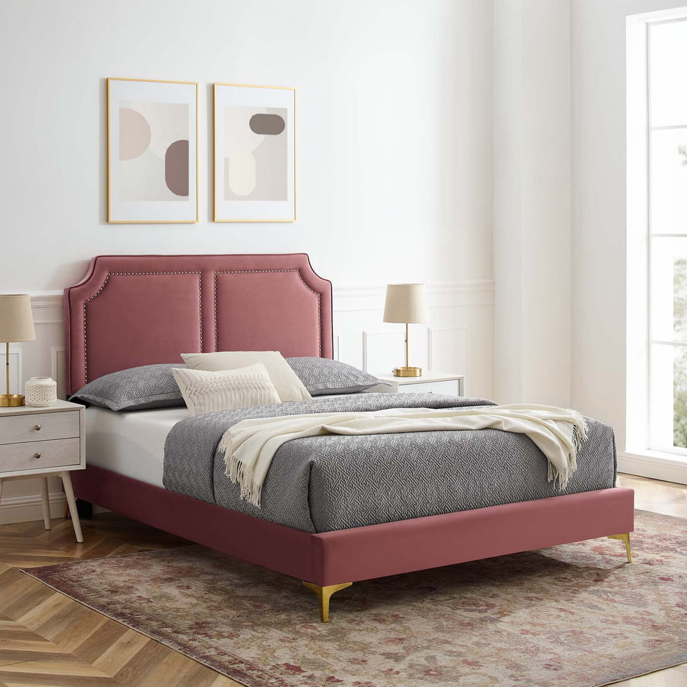 Novi Performance Velvet Twin Bed By Modway - MOD-6788 | Beds | Modishstore - 15