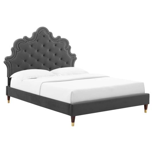 Sasha Button-Tufted Performance Velvet Twin Bed By Modway - MOD-6792 | Beds | Modishstore