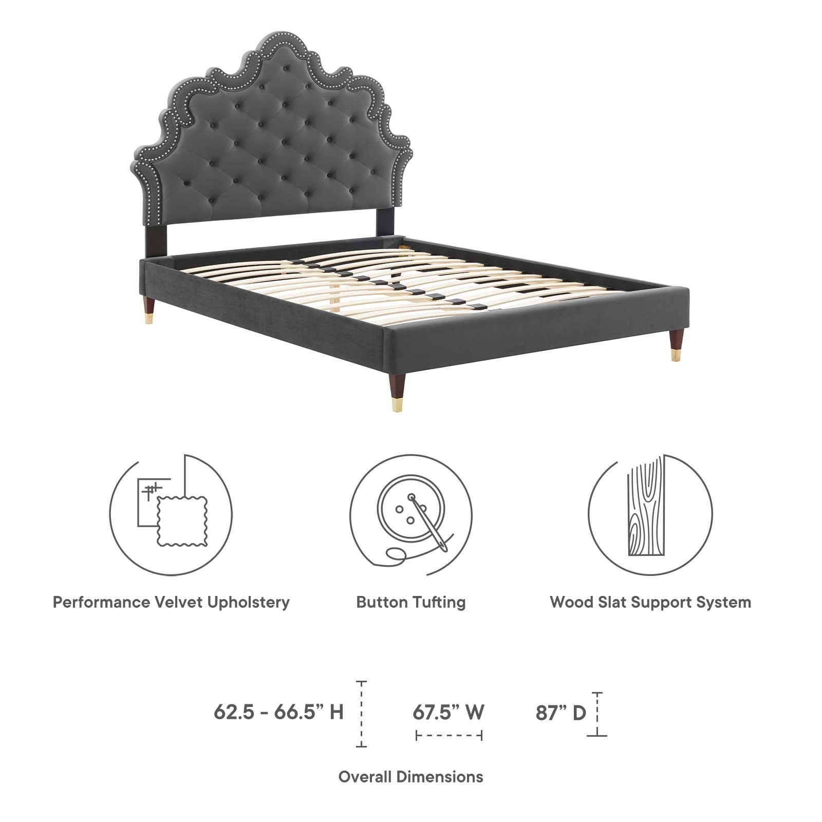 Sasha Button-Tufted Performance Velvet Twin Bed By Modway - MOD-6792 | Beds | Modishstore - 10