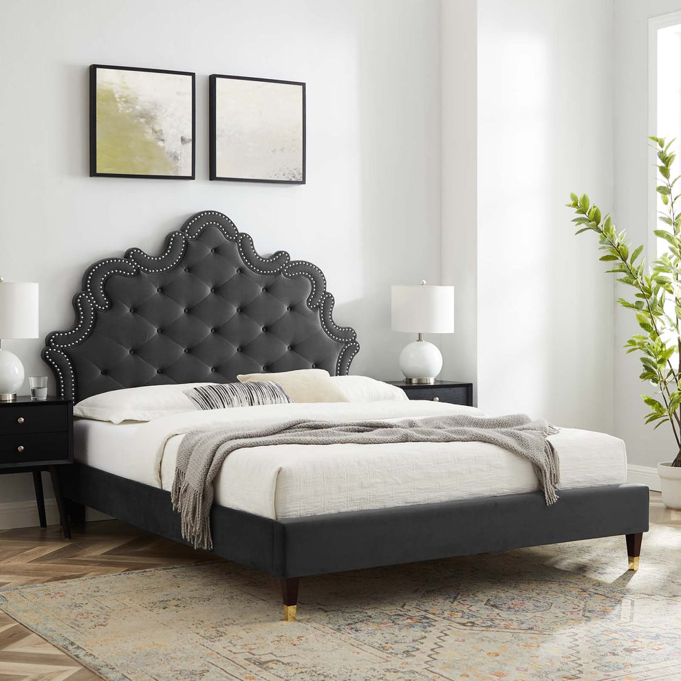 Sasha Button-Tufted Performance Velvet Full Bed By Modway - MOD-6807 | Beds | Modishstore - 4