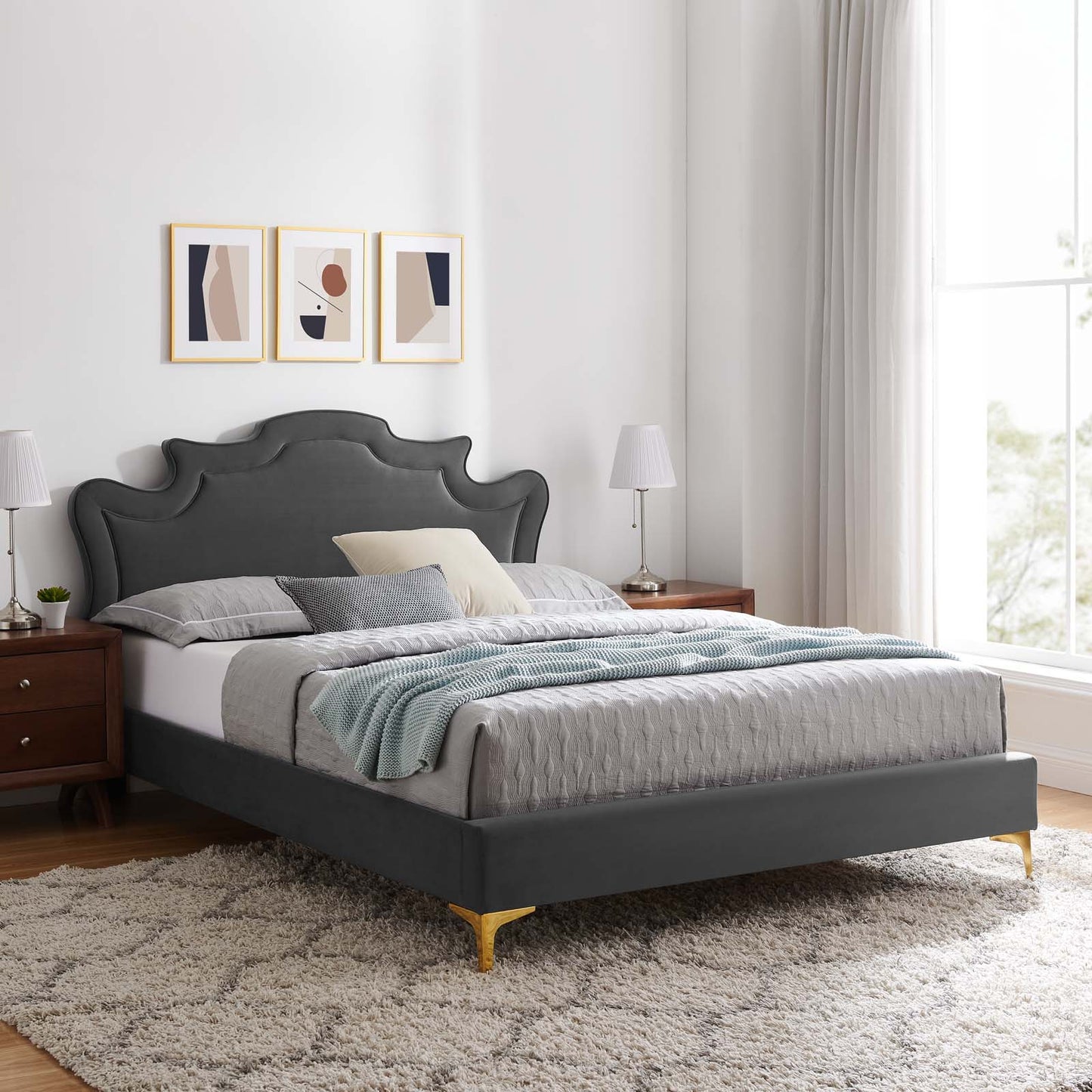 Neena Performance Velvet Queen Bed By Modway - MOD-6820 | Beds | Modishstore - 1