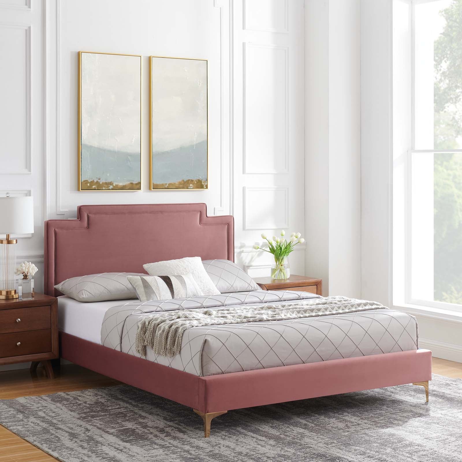 Liva Performance Velvet Queen Bed By Modway - MOD-6821 | Beds | Modishstore - 12