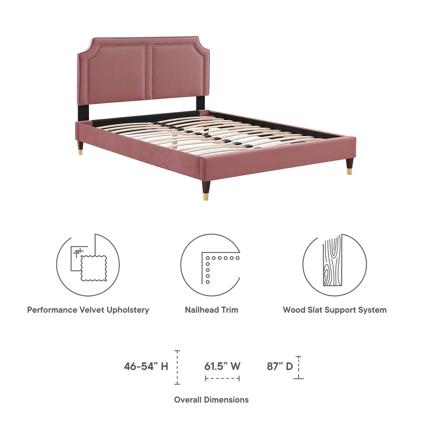 Novi Performance Velvet Queen Bed By Modway - MOD-6823 | Beds | Modishstore - 21