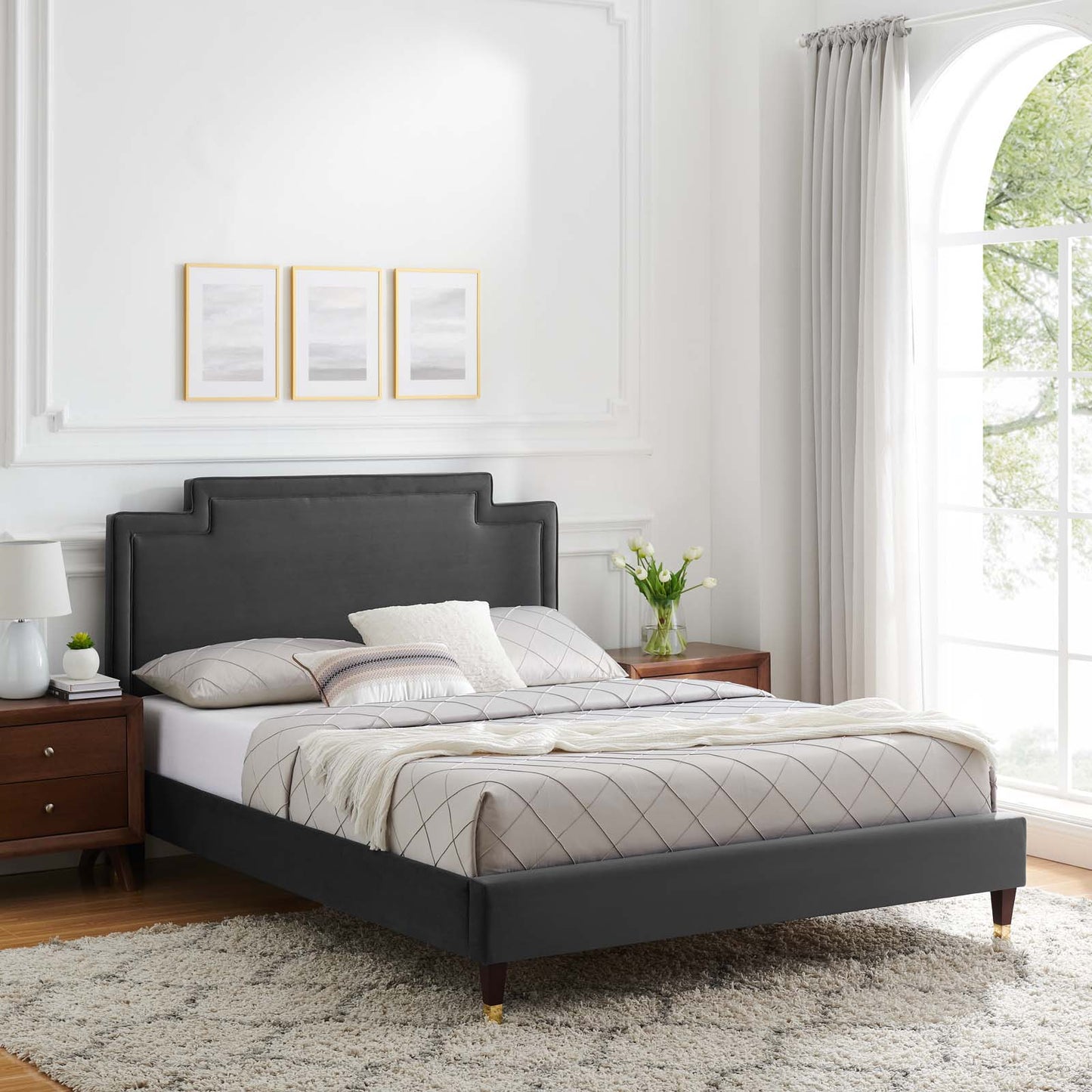 Liva Performance Velvet Queen Bed By Modway - MOD-6826 | Beds | Modishstore - 1