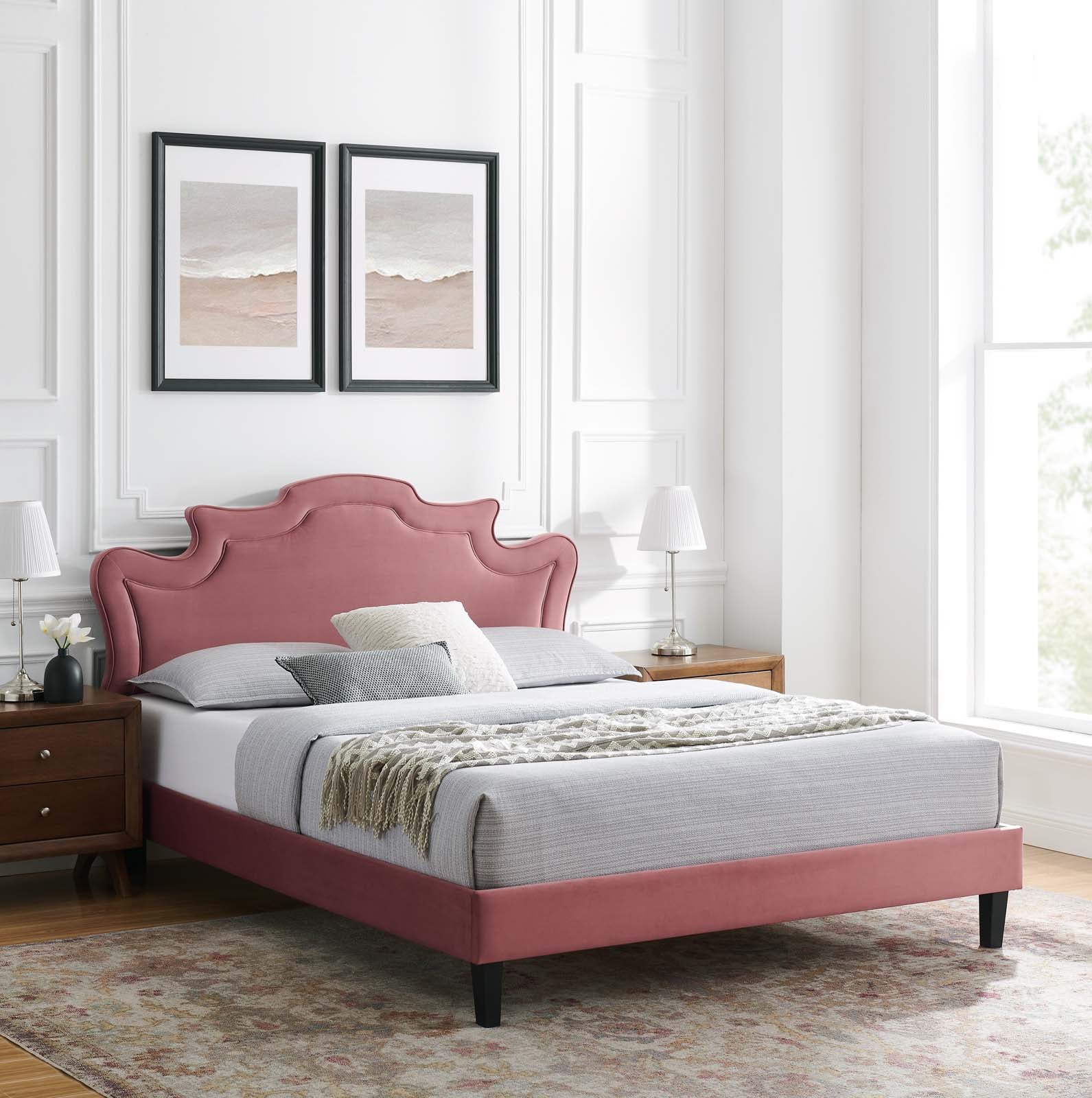 Neena Performance Velvet Queen Bed By Modway - MOD-6830 | Beds | Modishstore - 12