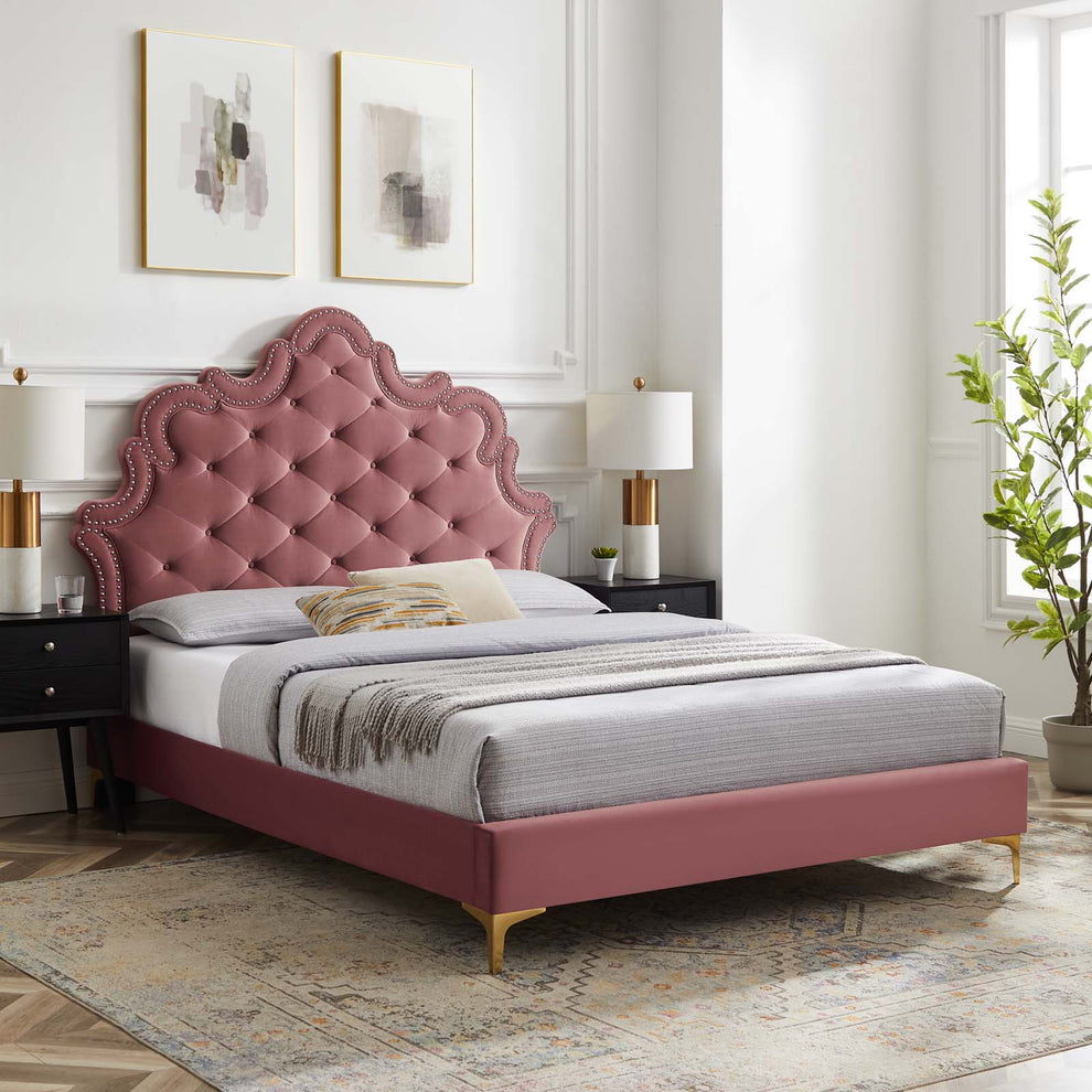 Sasha Button-Tufted Performance Velvet King Bed By Modway - MOD-6832 | Beds | Modishstore - 12