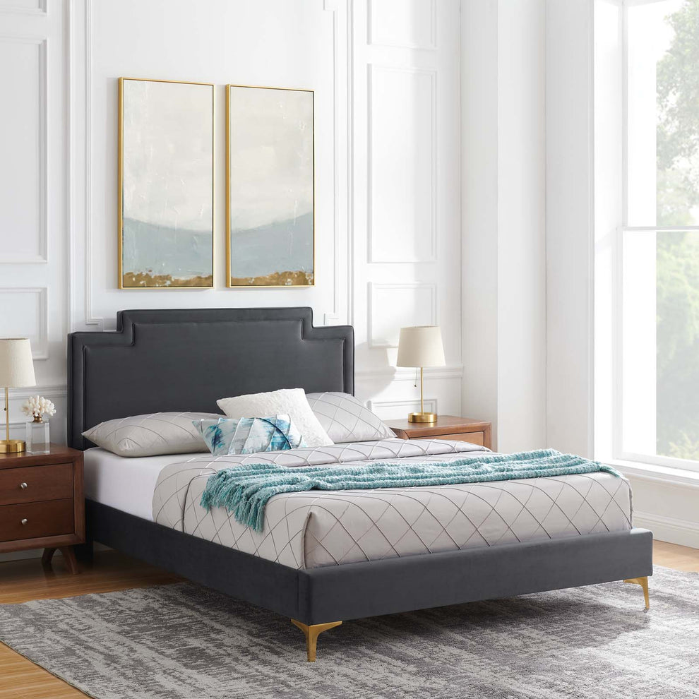 Liva Performance Velvet King Bed By Modway - MOD-6836 | Beds | Modishstore - 1