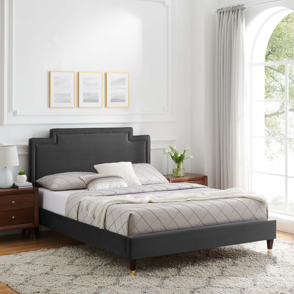 Liva Performance Velvet King Bed By Modway - MOD-6841 | Beds | Modishstore - 1