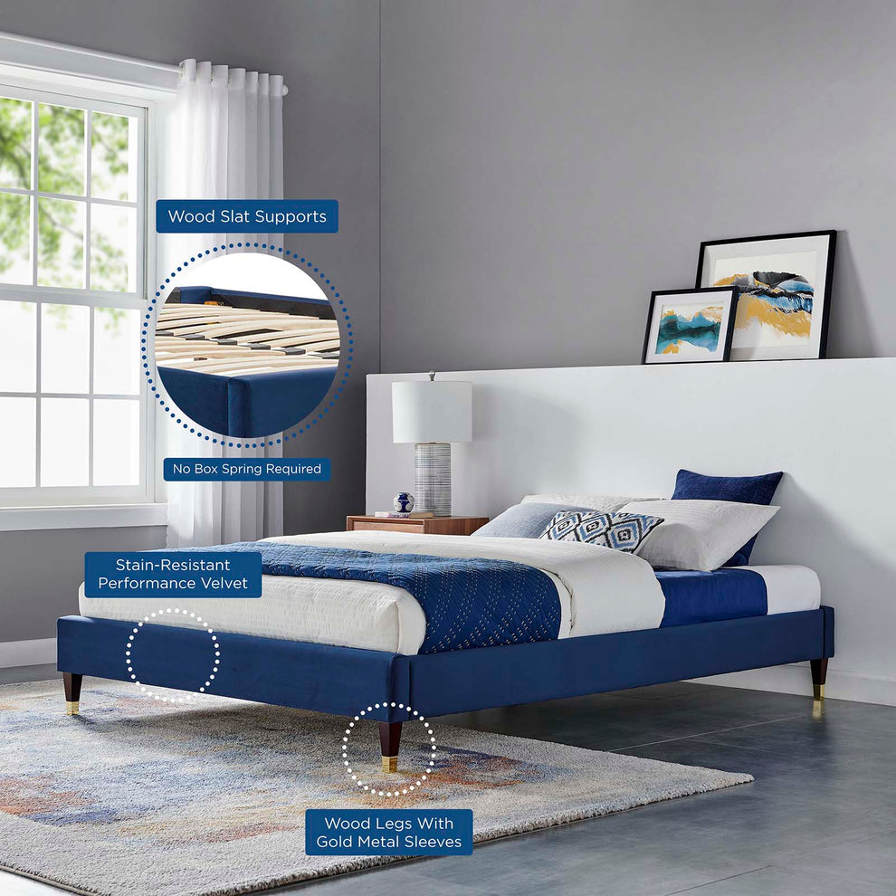 Liva Performance Velvet King Bed By Modway - MOD-6841 | Beds | Modishstore - 25