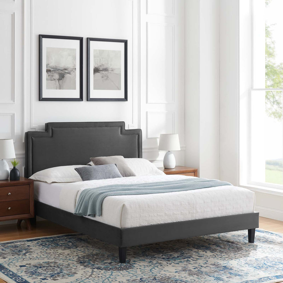 Liva Performance Velvet King Bed By Modway - MOD-6846 | Beds | Modishstore - 1