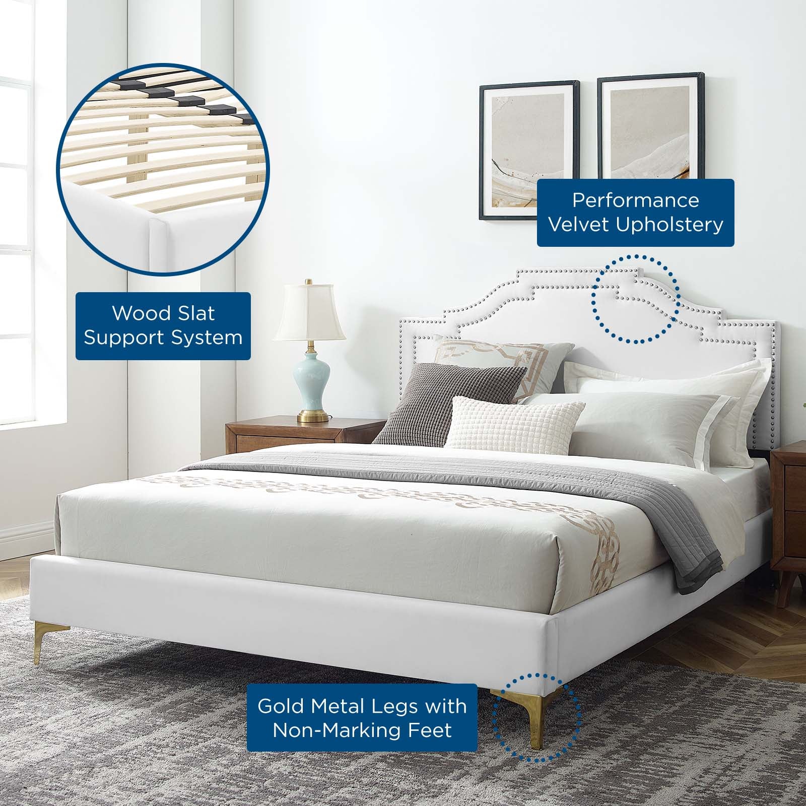 Adelaide Performance Velvet Twin Platform Bed By Modway - MOD-6850 | Beds | Modishstore - 104