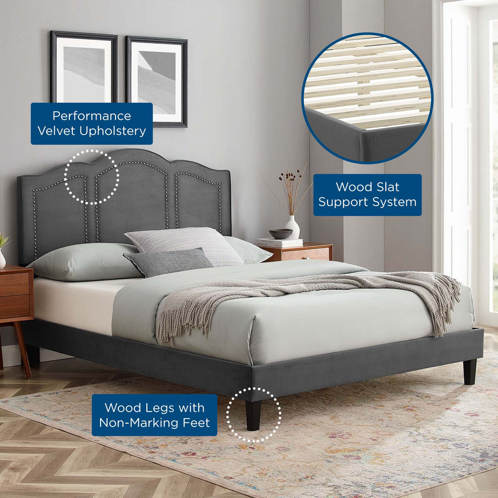 Emerson Performance Velvet Full Platform Bed By Modway - MOD-6855 | Beds | Modishstore - 6