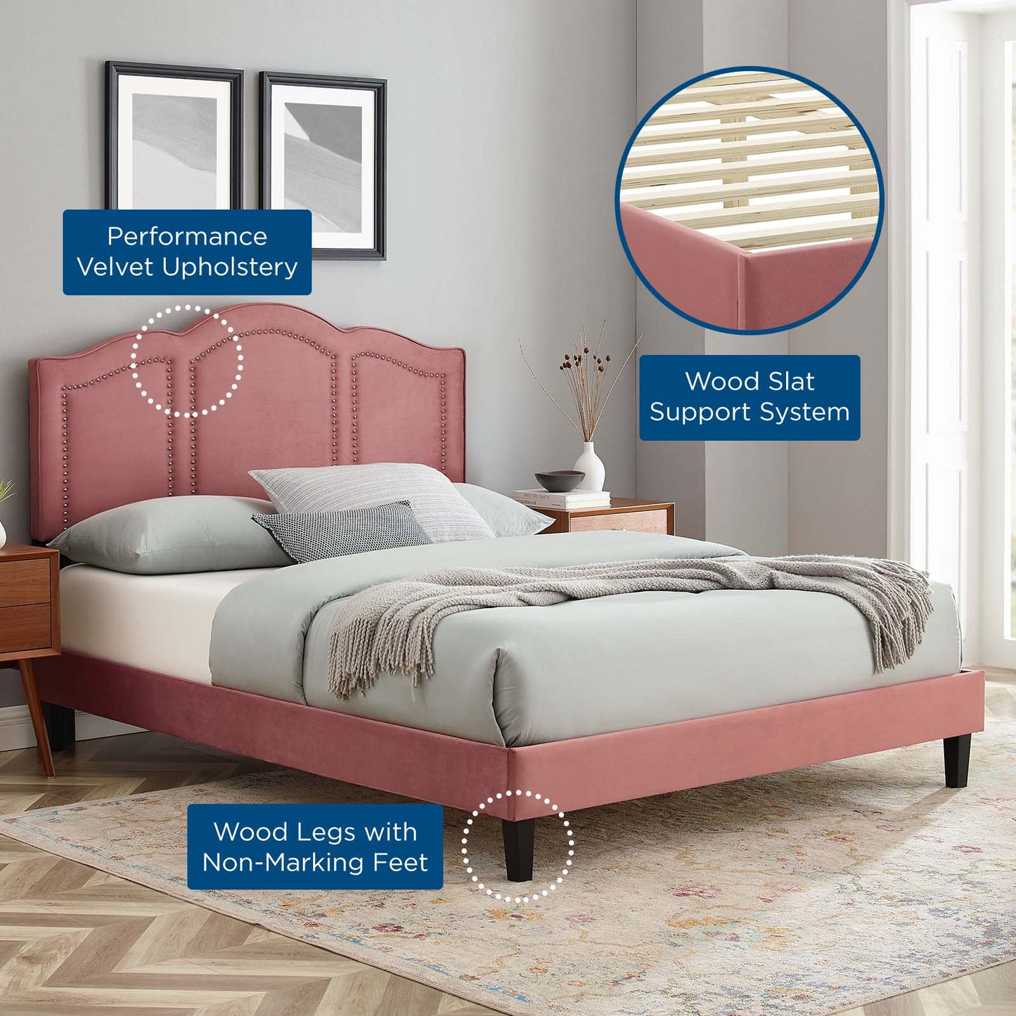 Emerson Performance Velvet Full Platform Bed By Modway - MOD-6855 | Beds | Modishstore - 18