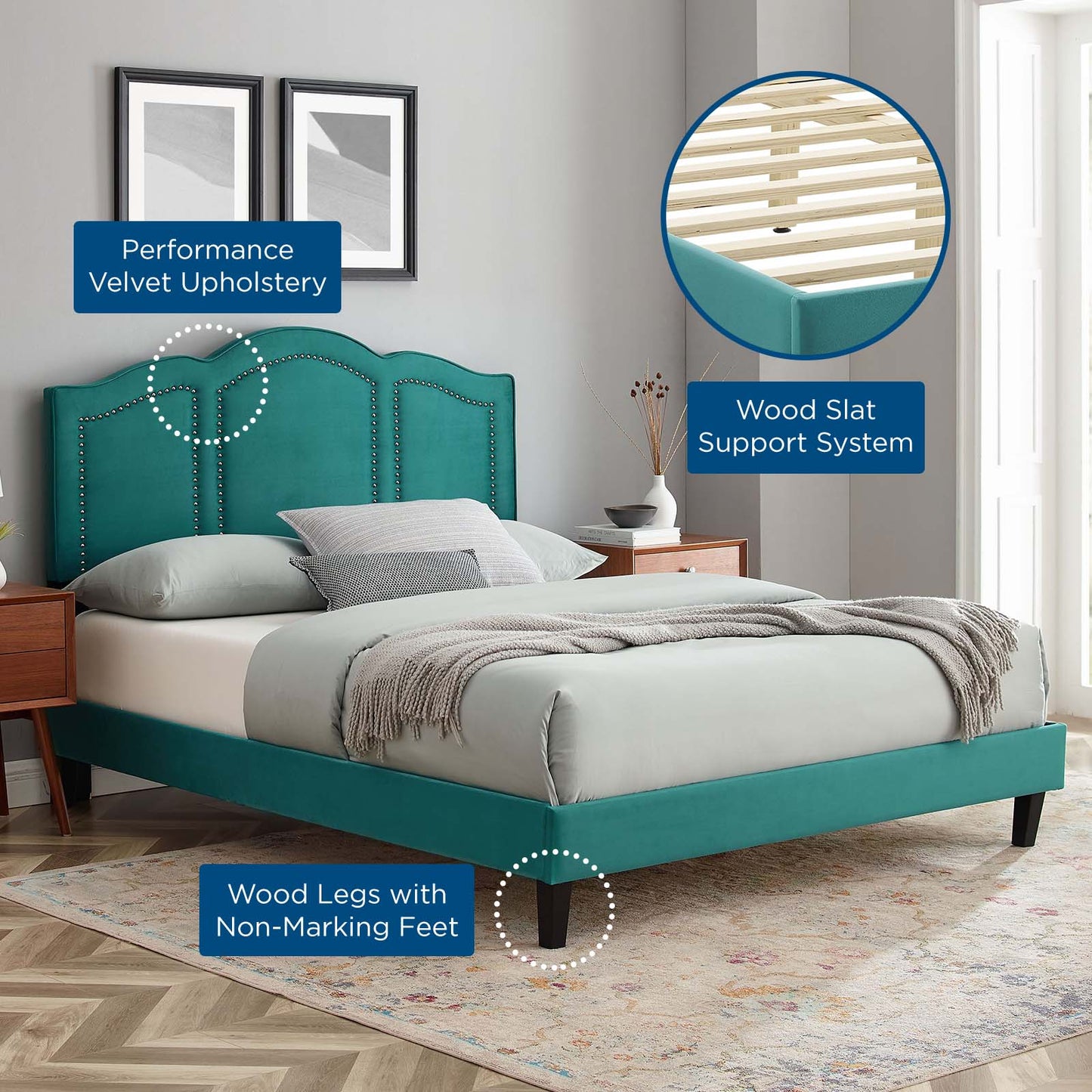 Emerson Performance Velvet Full Platform Bed By Modway - MOD-6855 | Beds | Modishstore - 82