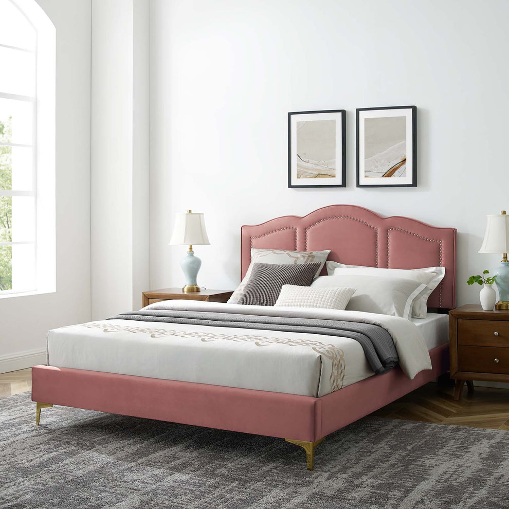 Emerson Performance Velvet King Platform Bed By Modway - MOD-6859 | Beds | Modishstore - 7