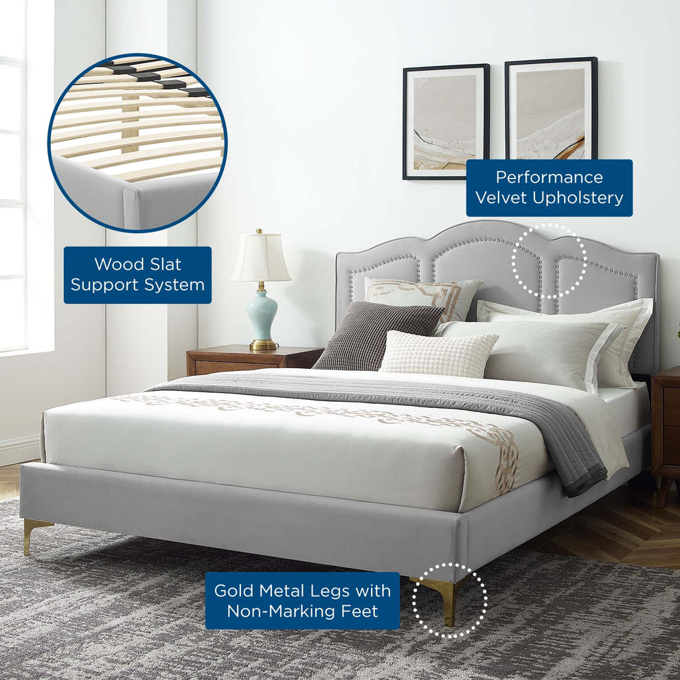 Emerson Performance Velvet King Platform Bed By Modway - MOD-6859 | Beds | Modishstore - 20