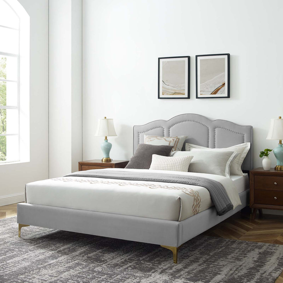 Emerson Performance Velvet King Platform Bed By Modway - MOD-6859 | Beds | Modishstore - 21