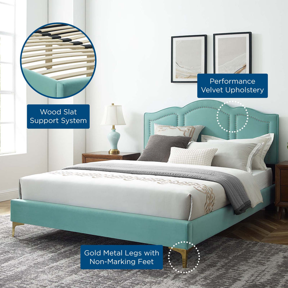Emerson Performance Velvet King Platform Bed By Modway - MOD-6859 | Beds | Modishstore - 34