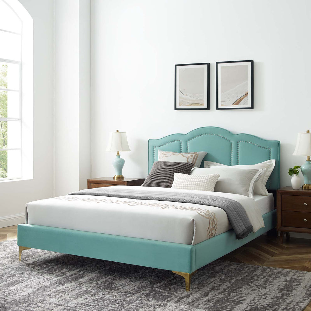 Emerson Performance Velvet King Platform Bed By Modway - MOD-6859 | Beds | Modishstore - 35
